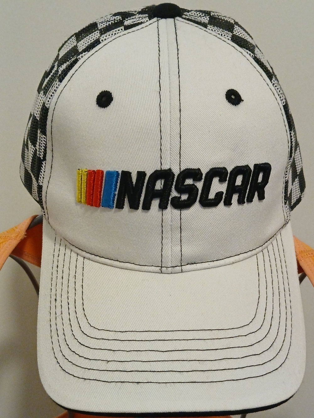 NASCAR White & Black Checkered Racing Cap
